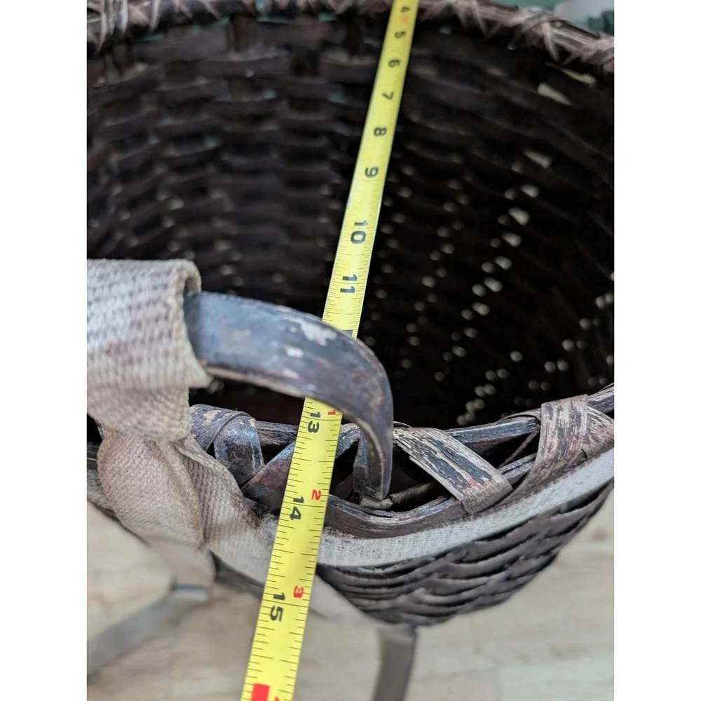 Vintage Early 20th C Adirondack Splint Trapper Pack Backpack Basket Primitive